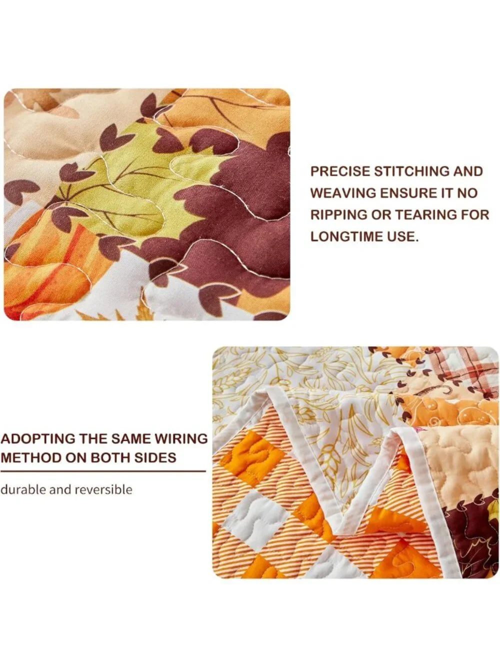 Autumn Harvest Patchwork Quilt Set - 2 Pieces Queen Size, Pumpkin Sunflower